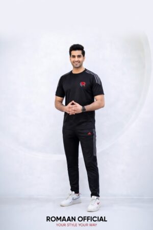 Black with Grey Stripes Dri-Fit Tracksuit