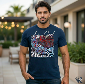 The "Life is Good" Abstract Wave Tee