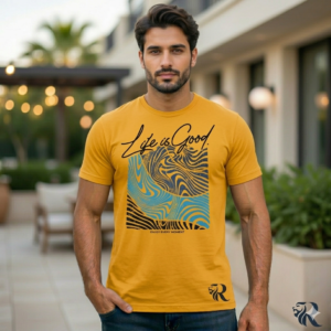 The "Life is Good" Abstract Wave Tee