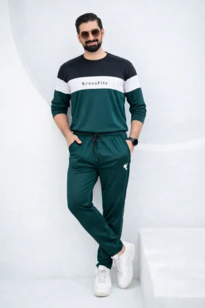 Black White & Green Full Sleeves Dri-Fit Tracksuit