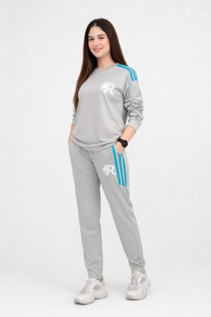 Gray Full Sleeves Dri-Fit Tracksuit - L