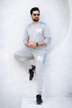 Gray Full Sleeves Dri-Fit Tracksuit