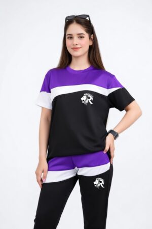 Purple White & Black Dri-Fit Tracksuit - L