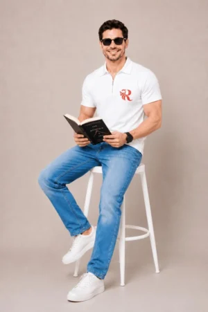 Waffle Zipper Polo White